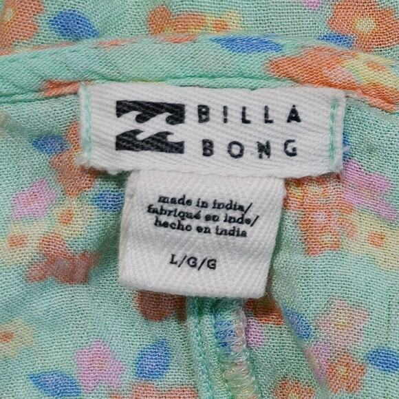 Billabong All For You Mini Dress Flutter Sleeve Spring Pastel Floral Womens L - Picture 6 of 11